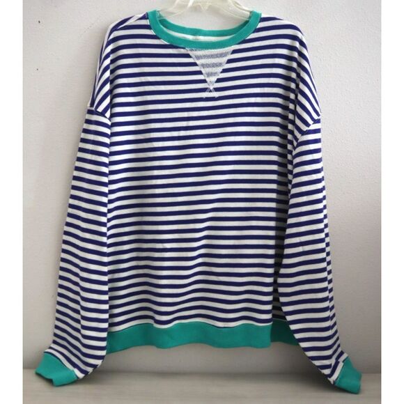 We The Free x FP OB1717006 Women's Sz M Classic Striped Crewneck Sweatshirt - Picture 1 of 10